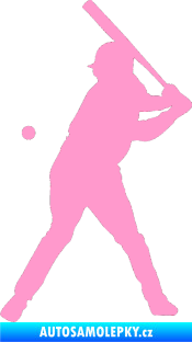 Samolepka Baseball 013 levá světle růžová