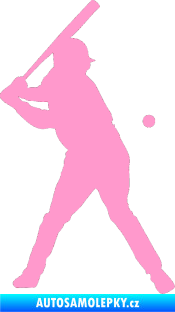 Samolepka Baseball 013 pravá světle růžová