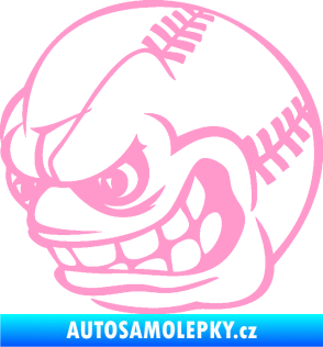 Samolepka Baseballový míček 001 levá s obličejem světle růžová