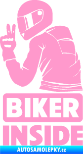 Samolepka Biker inside 003 levá motorkář světle růžová