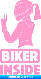 Samolepka Biker inside 004 levá motorkářka světle růžová