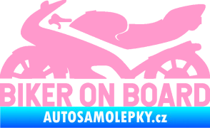 Samolepka Biker on board levá motorka světle růžová