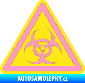 Samolepka Biohazard barevný trojúhelník světle růžová