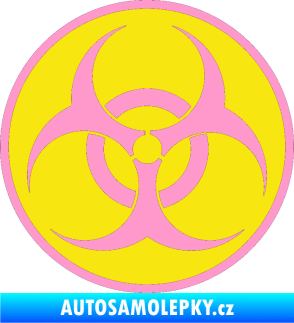 Samolepka Biohazard barevný  světle růžová