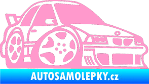 Samolepka BMW e30 karikatura pravá světle růžová