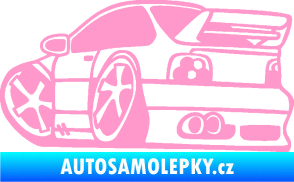 Samolepka BMW e46 karikatura levá světle růžová