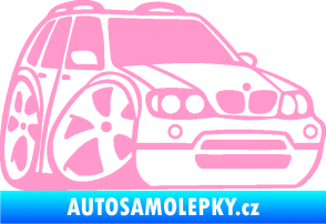 Samolepka BMW X5 karikatura pravá světle růžová