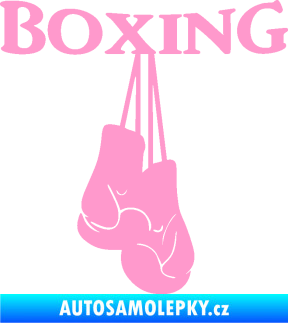 Samolepka Boxing nápis s rukavicemi světle růžová