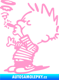 Samolepka Boy kouří levá světle růžová