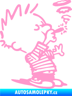 Samolepka Boy kouří pravá světle růžová