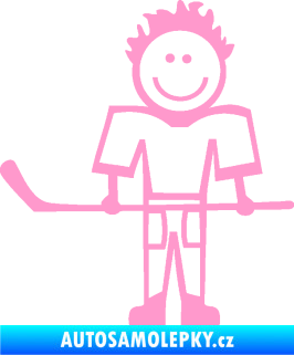 Samolepka Cartoon family kluk 002 levá hokejista světle růžová