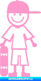 Samolepka Cartoon family kluk 003 levá skateboardista světle růžová