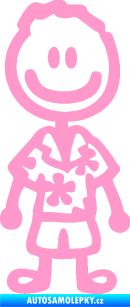 Samolepka Cartoon family kluk Hawaii světle růžová