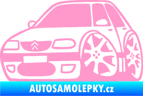 Samolepka Citroen saxo karikatura levá světle růžová