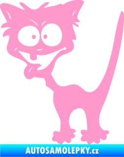 Samolepka Crazy cat levá bláznivá kočka světle růžová