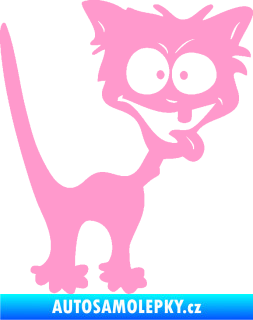Samolepka Crazy cat pravá bláznivá kočka světle růžová