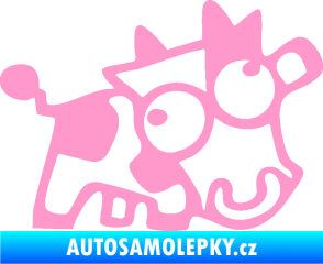 Samolepka Crazy cow pravá světle růžová