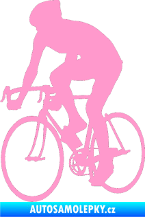 Samolepka Cyklista 001 levá světle růžová