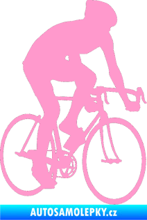 Samolepka Cyklista 001 pravá světle růžová