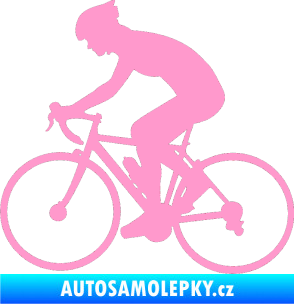 Samolepka Cyklista 005 levá světle růžová