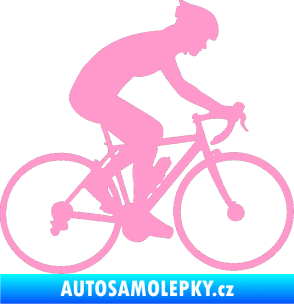 Samolepka Cyklista 005 pravá světle růžová