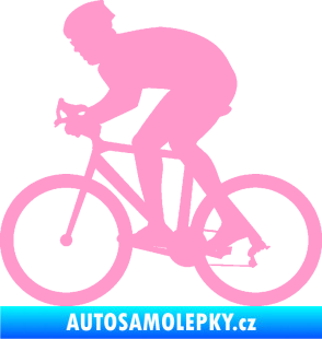 Samolepka Cyklista 008 levá světle růžová