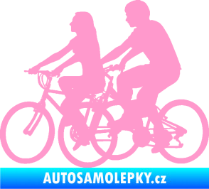 Samolepka Cyklisté 001 levá pár světle růžová