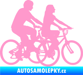 Samolepka Cyklisté 001 pravá pár světle růžová