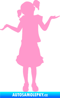 Samolepka Děti silueta 001 levá holčička krčí rameny světle růžová