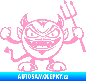 Samolepka Devil pravá čertík s vidlemi světle růžová