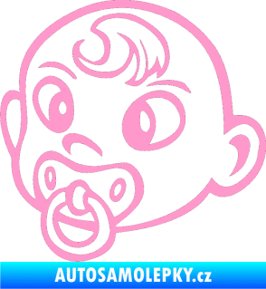 Samolepka Dítě v autě 004 levá miminko s dudlíkem hlavička světle růžová