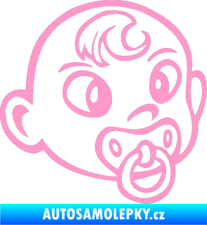 Samolepka Dítě v autě 004 pravá miminko s dudlíkem hlavička světle růžová
