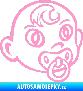 Samolepka Dítě v autě 005 pravá miminko s dudlíkem hlavička světle růžová