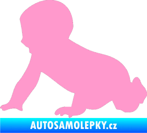 Samolepka Dítě v autě 025 levá miminko silueta světle růžová