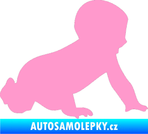 Samolepka Dítě v autě 025 pravá miminko silueta světle růžová
