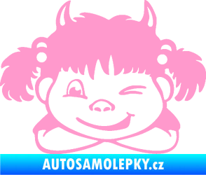 Samolepka Dítě v autě 056 levá holčička čertice světle růžová