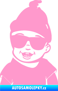 Samolepka Dítě v autě 081 levá chlapeček v brýlích světle růžová