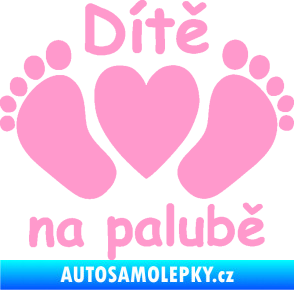 Samolepka Dítě v autě 089 nožičky s nápisem světle růžová
