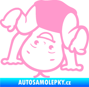 Samolepka Dítě v autě 101 levá vzhůru nohama světle růžová