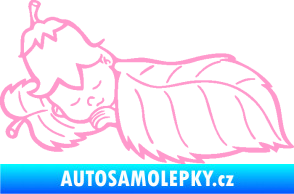 Samolepka Dítě v autě 107 levá spinká na lístečku světle růžová