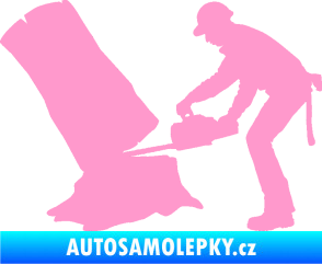 Samolepka Dřevorubec 003 levá světle růžová