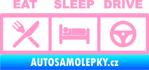 Samolepka Eat, sleep, drive 001 s nápisem světle růžová