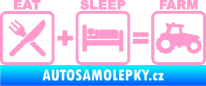 Samolepka Eat sleep farm světle růžová