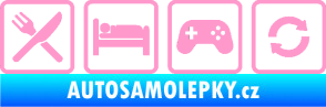 Samolepka Eat sleep game repeat hrát počítačové hry světle růžová
