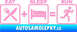 Samolepka Eat sleep run světle růžová