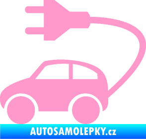 Samolepka Elektro auto 002 levá symbol zásuvka světle růžová