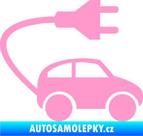 Samolepka Elektro auto 002 pravá symbol zásuvka světle růžová