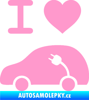 Samolepka Elektroauto 003 levá I love elektro světle růžová
