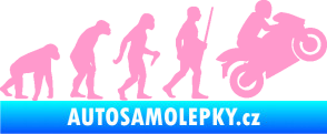 Samolepka Evoluce 004 pravá motorkář světle růžová