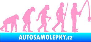 Samolepka Evoluce 005 rybář pravá světle růžová